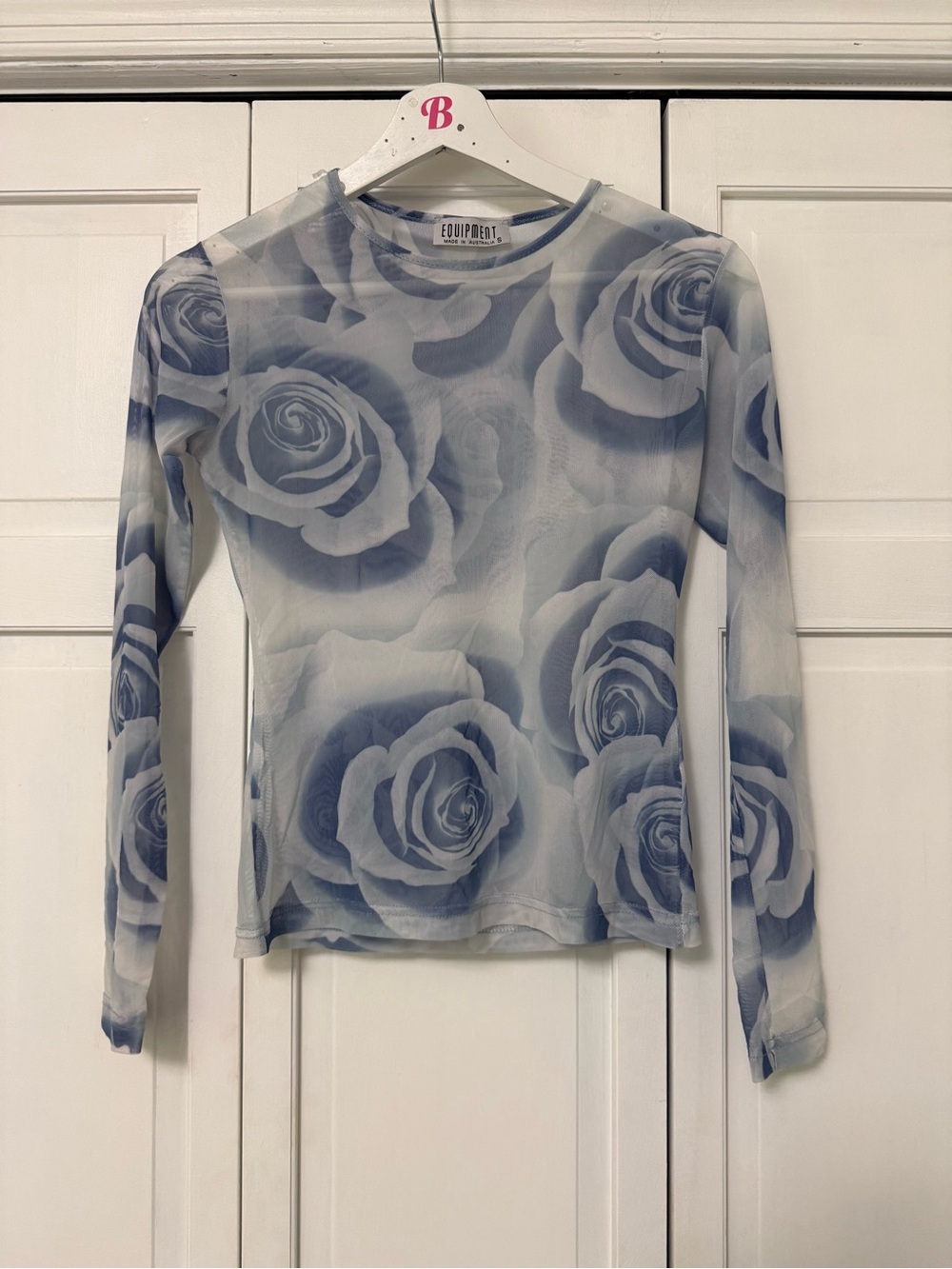 Equipment Blue Rose Mesh Long-Sleeve Top Sheer Rave Whimsigoth Fairy Grunge